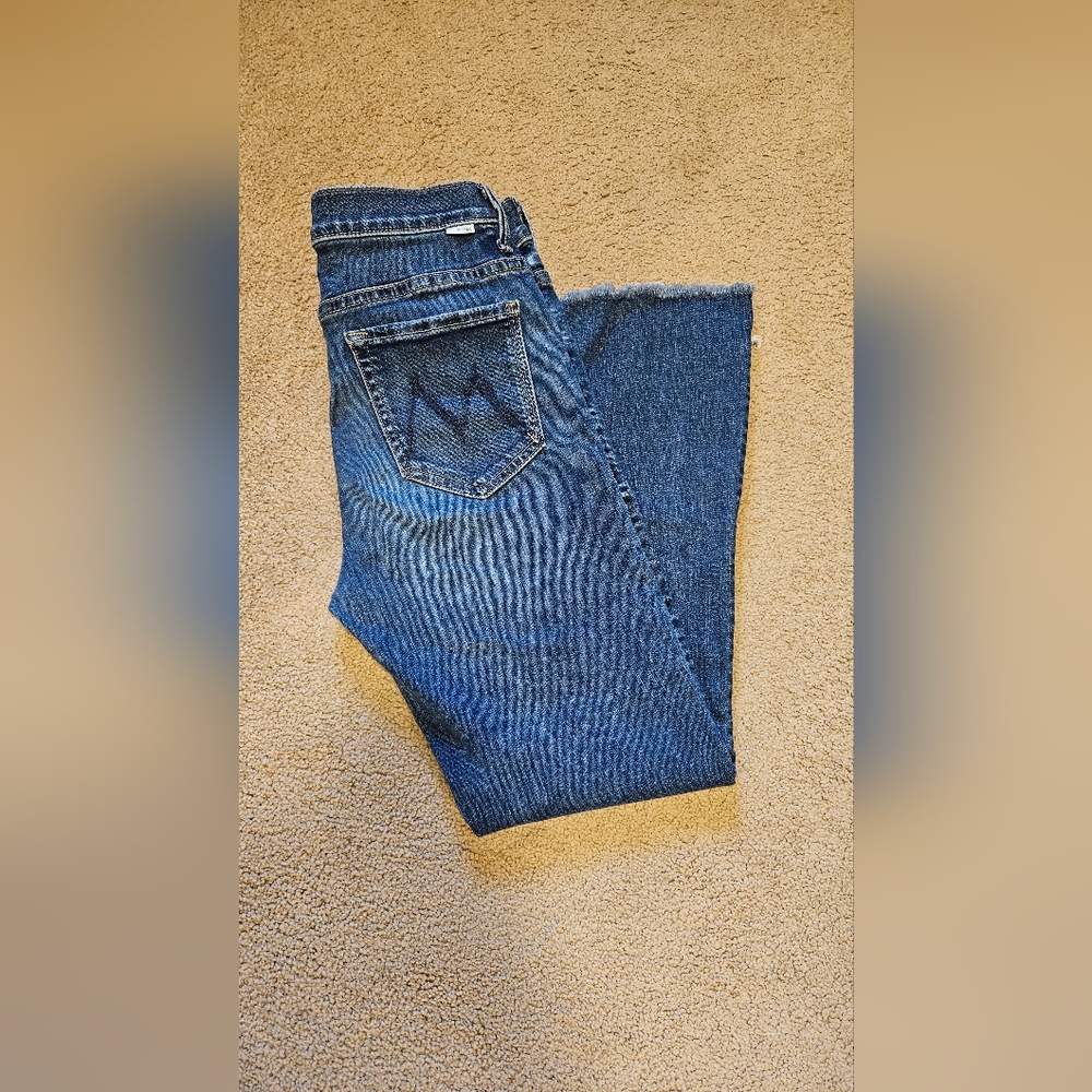 MOTHER Insider Crop Step Fray Jeans - Light Blue Denim